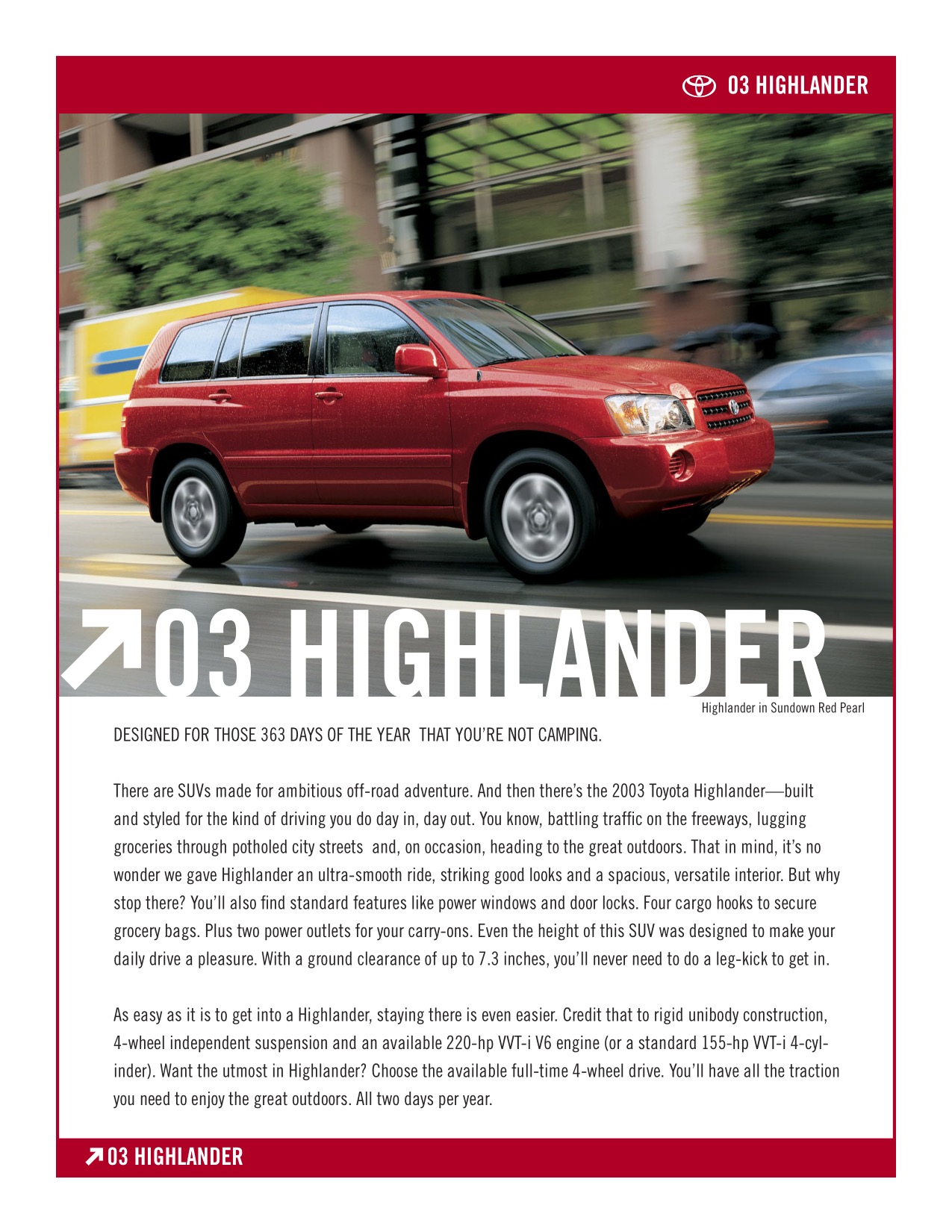 2003 Toyota Highlander Brochure Page 1